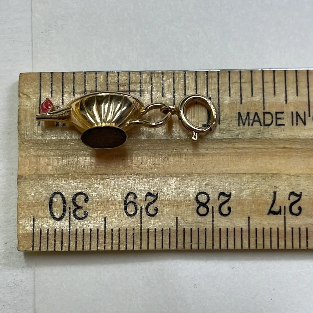 14K Yellow Gold + Enamel Oil Lamp Charm - Picture 7 of 8